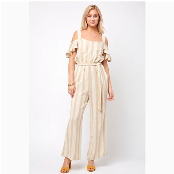 Sanctuary Linen Jumpsuit Off Shoulder Small - Picture 1 of 8